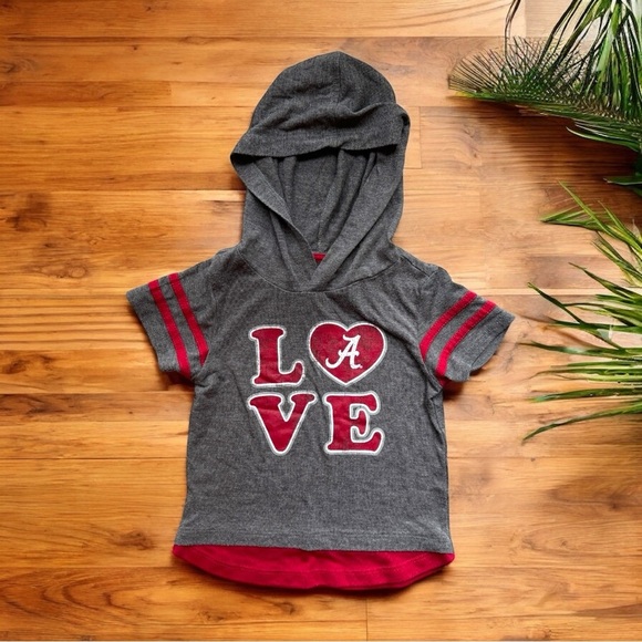 COLOSSEUM Alabama Crimson Tide LOVE Hooded T-Shirt - 3T - Toddler Girls - Picture 1 of 7